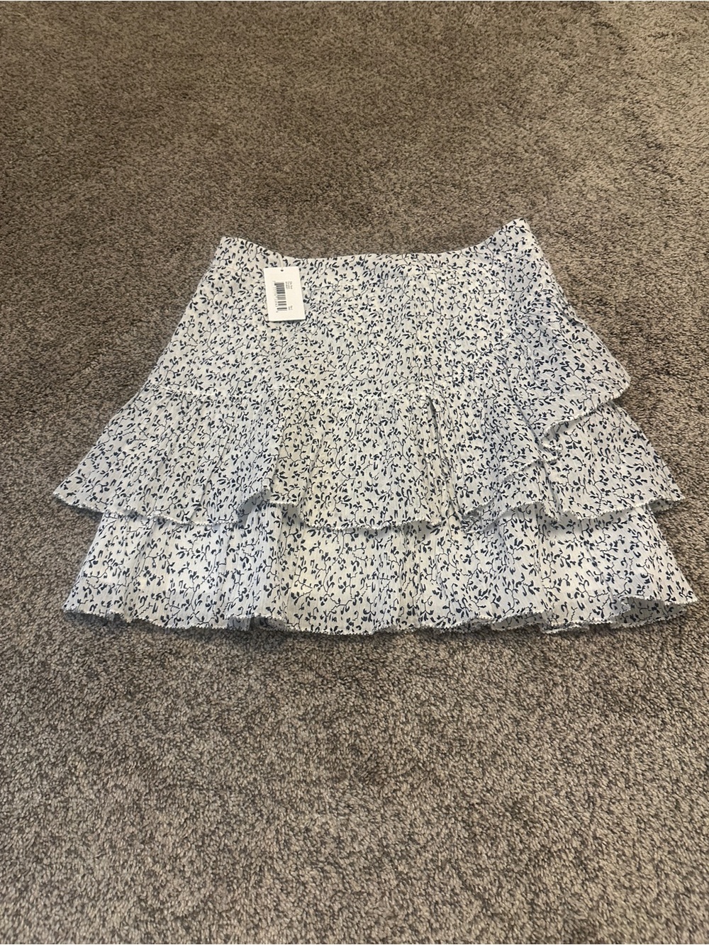 NWT Ulla Johnson White Mini Skirt with Blue Floral Print